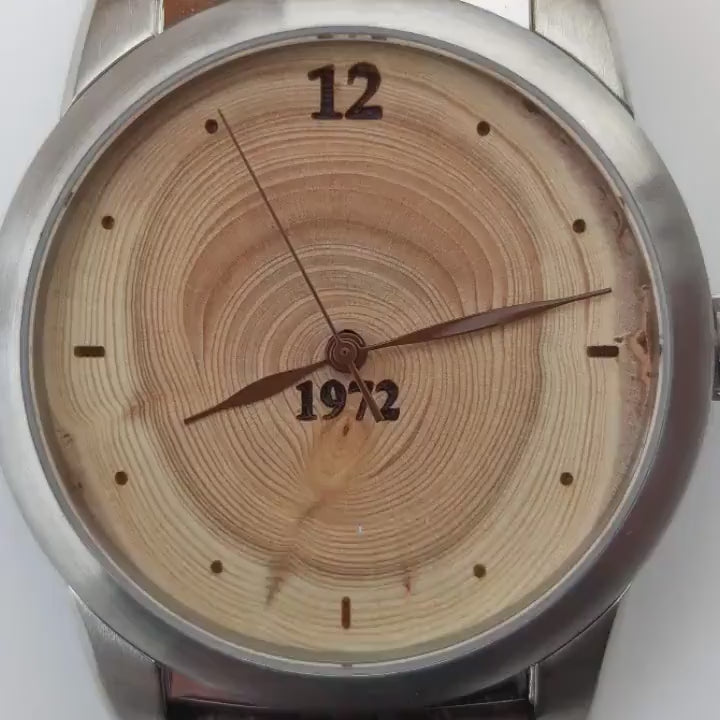 Mens Watch Made of Tree Rings, 50th Birthday Gift for Men, 50th Anniversary Gift for Parents, 50th Birthday Gift for Women, Groomsmen Gift